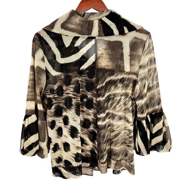 DAMEE Womens Sz Large Formal Wearable Art Sheer Jacket Blouse Shirt Top Artsy - Picture 7 of 7